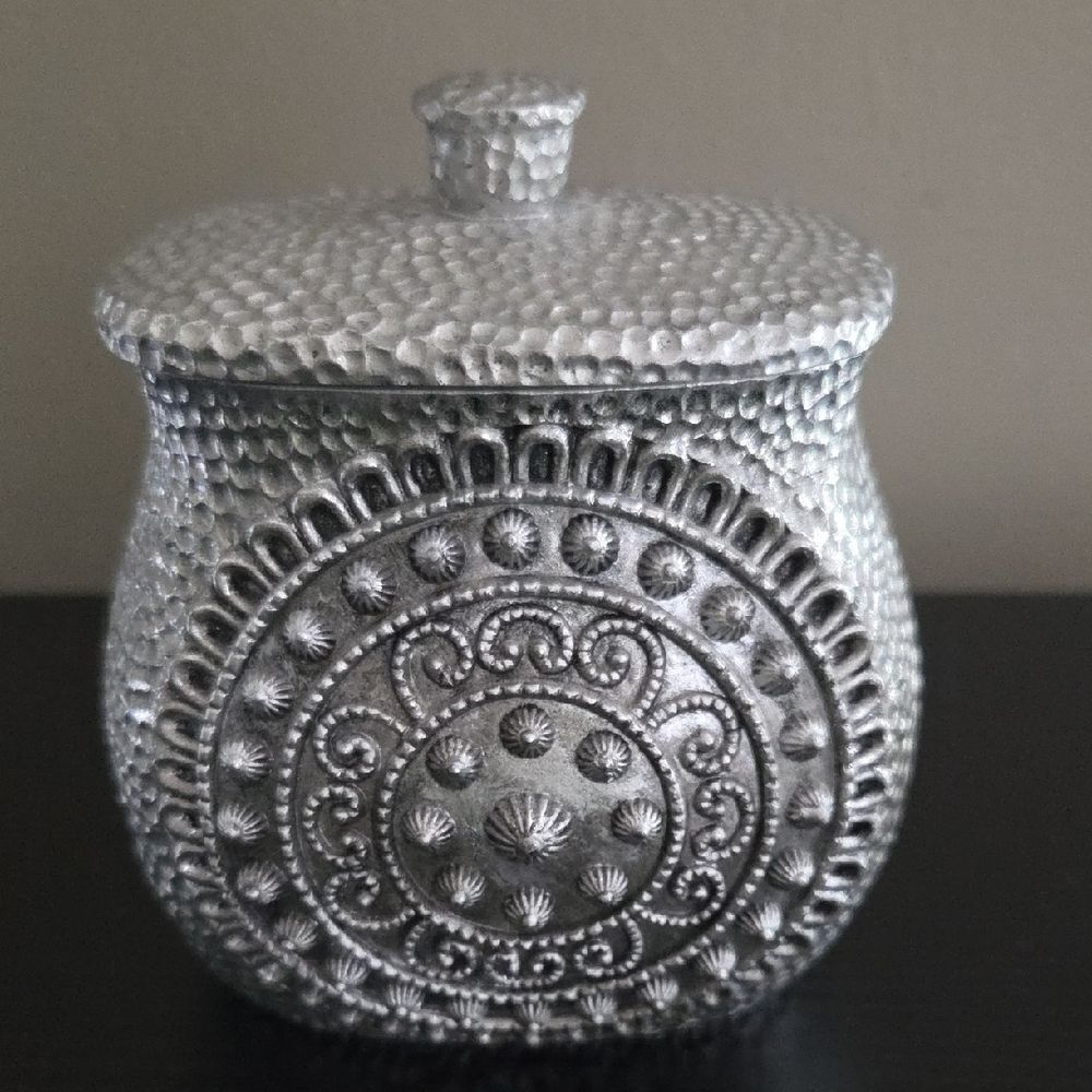 Silver Textured Decorative Jar